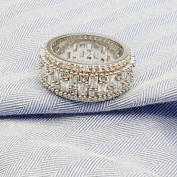 Fashion Rectangle Round Gems Zircon Luxury Eternity Ring for Women, EVGG1386 - Picture 4 of 15